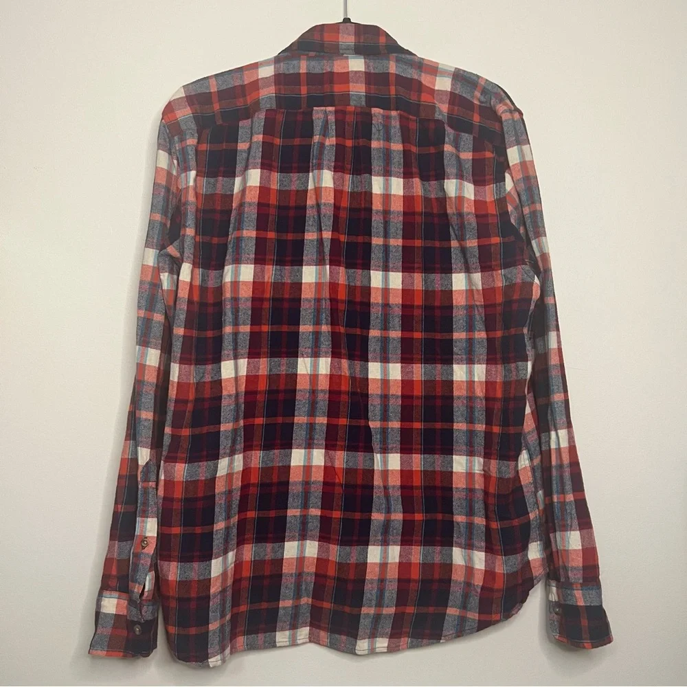 J. Crew Men's Flannel Shirt Bundle - 2 Classic Fit Plaid Shirts‎ Size Large